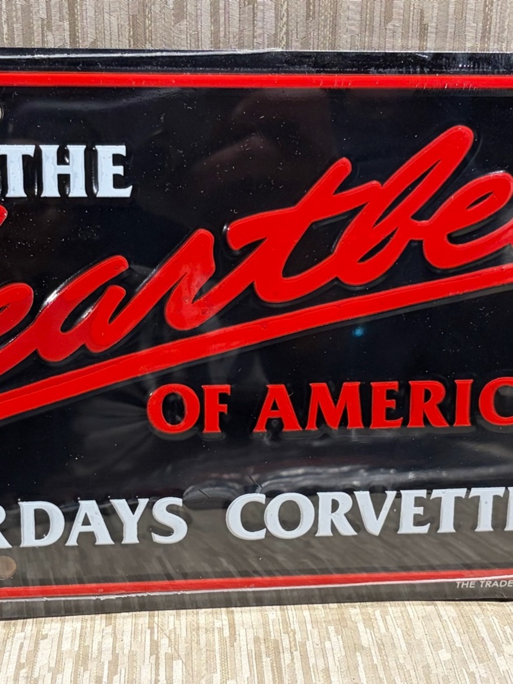 Vintage Corvette Heartbeat of America License Plate Insert NOS